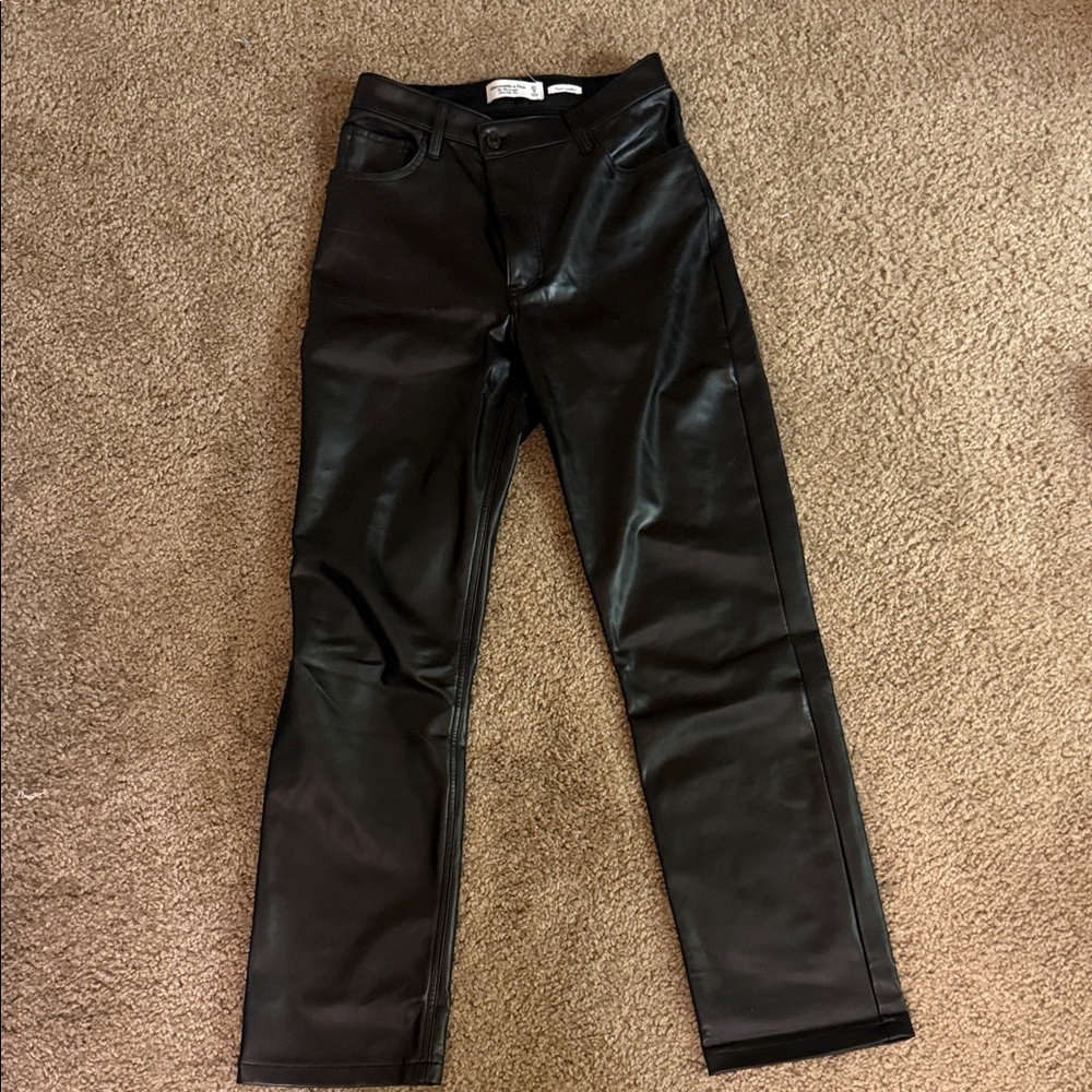 Abercrombie & Fitch Vegan Leather Pants in Black